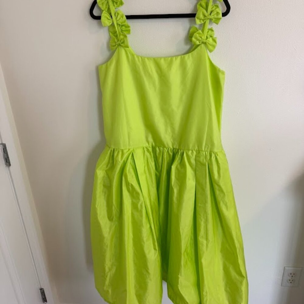 G.E.M by Lazy OAF Lime Green Dress with Bow Straps Sz UK 14